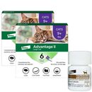 Advantage II Large Cats Over 9 lbs.|Vet-Recommended Flea Treatment & Prevention|12-Month Supply + Tapeworm Dewormer for Cats (3 Tablets)