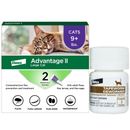 Advantage II Large Cats Over 9 lbs.|Vet-Recommended Flea Treatment & Prevention|2-Month Supply + Tapeworm Dewormer for Cats (3 Tablets)