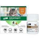 Advantage II Small Cats 5-9 lbs.|Vet-Recommended Flea Treatment & Prevention|4-Month Supply + Tapeworm Dewormer for Cats (3 Tablets)